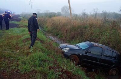 Un automóvil despistó sobre la Ruta Nacional 105 en San José: el conductor salió ileso